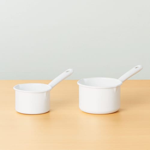 Noda Horo Enamel Saucepan, Milk Pan, Gas Stove Only, Made in Japan, White, 12cm, YN-M12