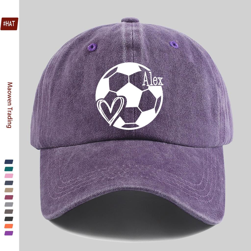 pc Soccer Lover Printed Baseball Cap Heart Soccer Print Trucker Sun Hat Comfortable and Lightweight Papa Hat Mom and Dad Bea
