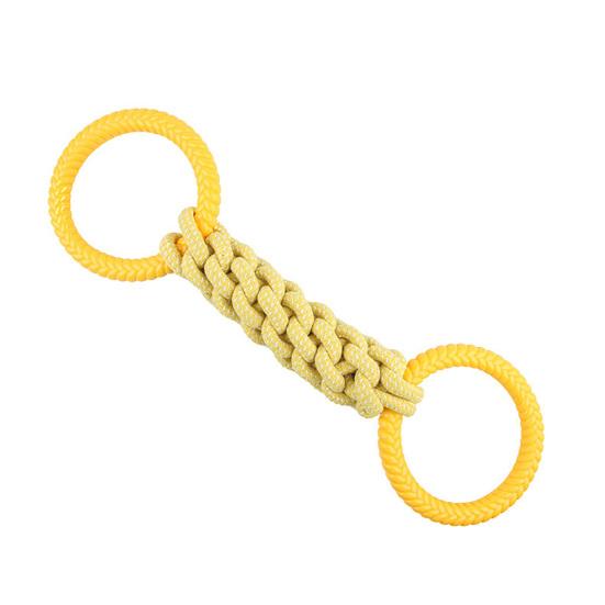 

Pet Toy Double Loop Design Cotton Rope Interactive Puppy Chew Toy Bite-resistant Teeth Oral Health Safe Chew Toy