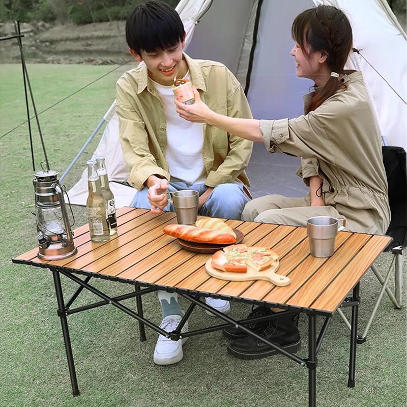 Portable Wood Grain Folding Camping Table