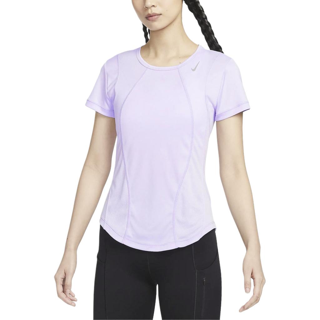 Nike Fast Dri-FIT Solid Casual Running Quick-Dry Breathable Round Neck Short Sleeve T-Shirt Women Tops Lilac-Purple FN2519-512