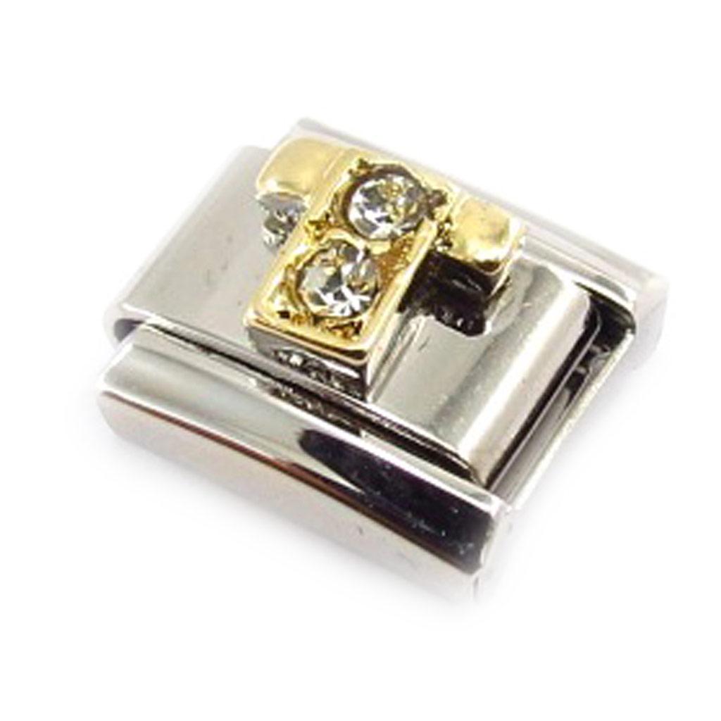 Les Trésors De Lily [C6074] - Gold White 'Letter T' Mesh