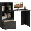 Computer Desk with 4-Compartment Bookcase, Lockable Drawer, 126 x 50 x 109 cm, Black