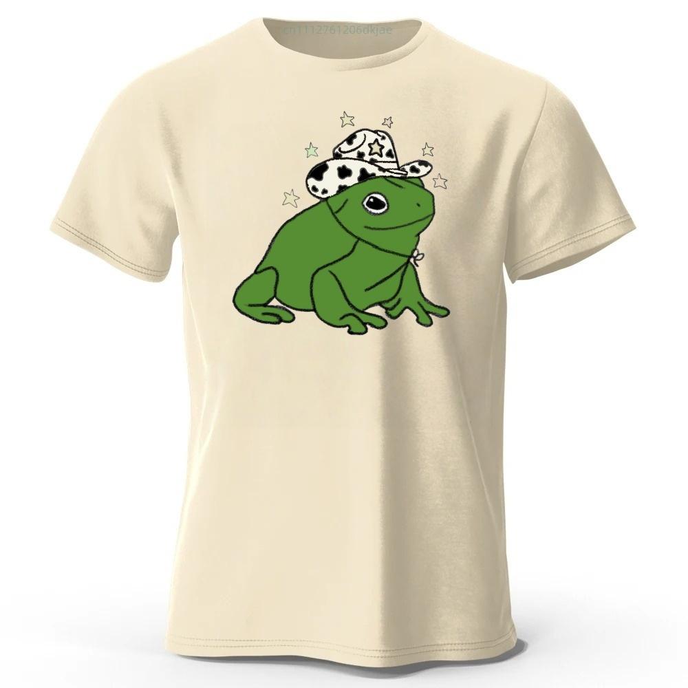 Western Cowboy Frog Fun Mens Cotton Short Sleeved Summer Womens Comfortable Soft Top Loose Fashion Casual Sports Tshirt