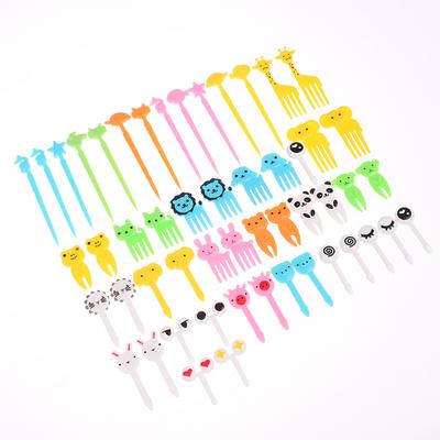 52Pcs Mini Cartoon Animal Fruit Fork Children Dessert Fork Party Decoration