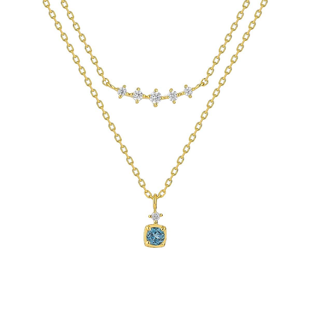 

Official Silver Blue Topaz Necklace Set of 2 Birthday Gift for Women Comes with Jewelry Case 112544121902 [4℃] [November Birthstone] - - -