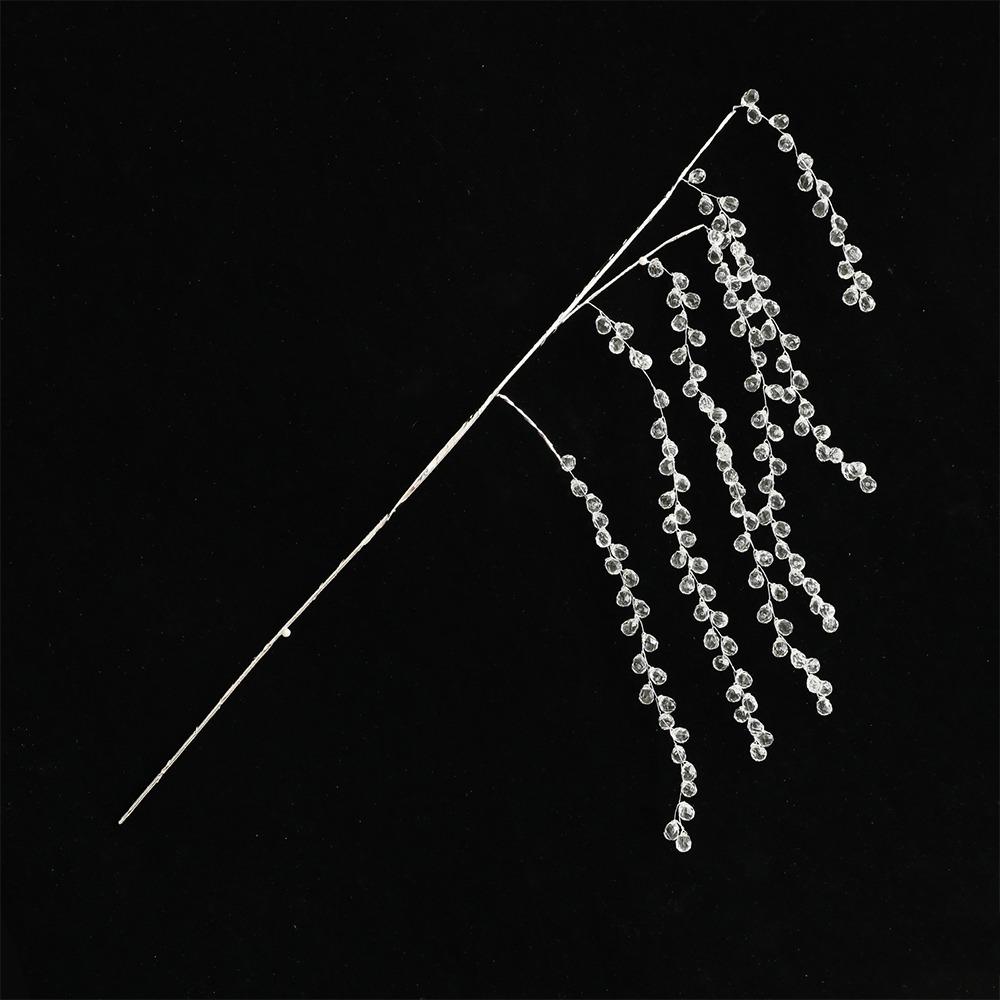 Glitter Finish Christmas Crystal Pick Branch Crystal Dangle with Butterfly Acrylic Christmas Decor Sprig Long Stem Sparkling
