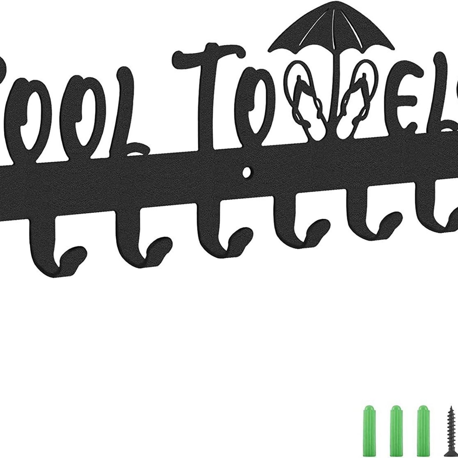 

Pool Towel Rack With 8 Hooks, Towel Holder Wall Mounted For Outdoor Or Bathroom, Towel Hanger For Hanging Bathrobes New One Size чёрный