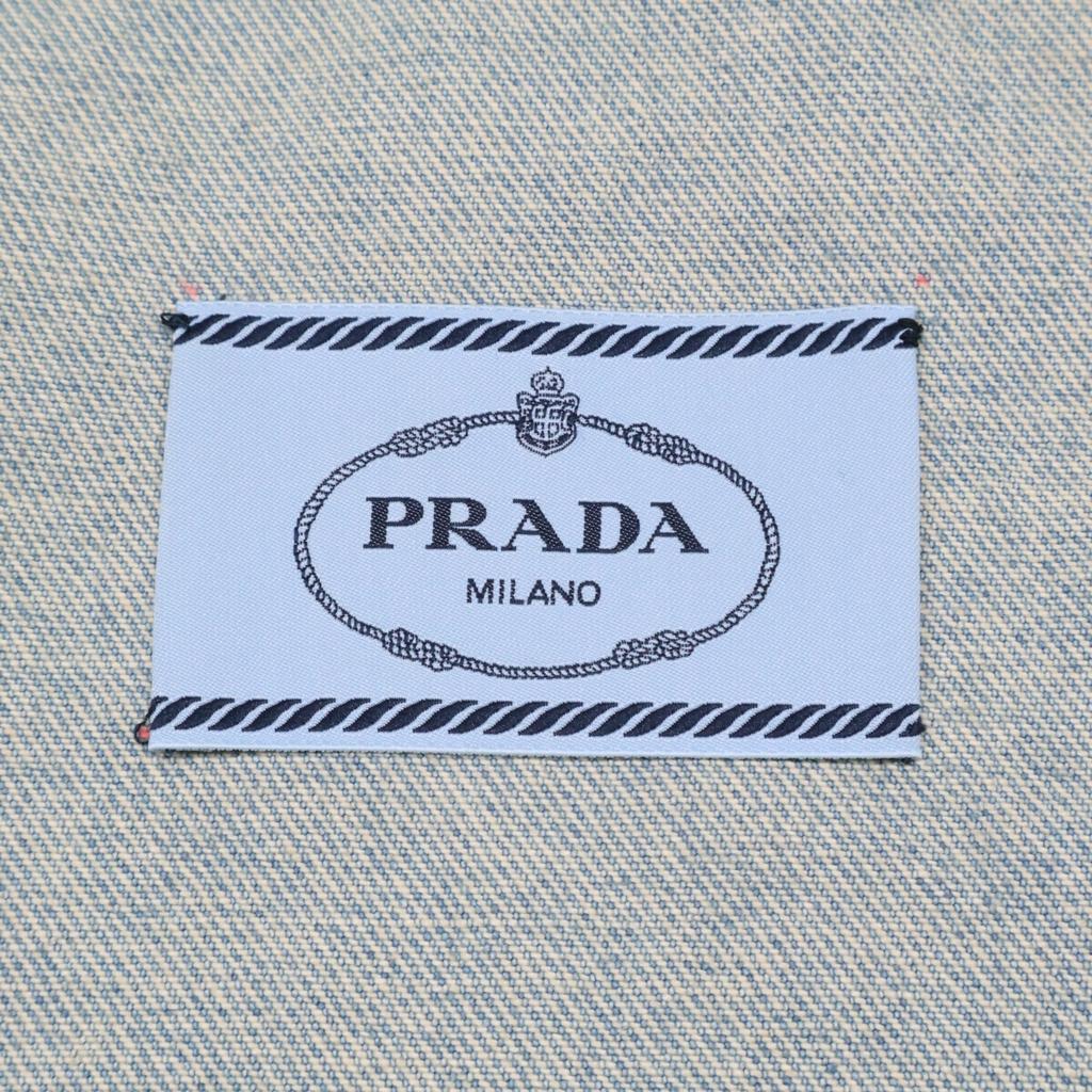 Prada Authentic Japanese Domestic Market GFB279 Triangle Logo Organic Denim Cropped Top Jacket 38 blueUsed