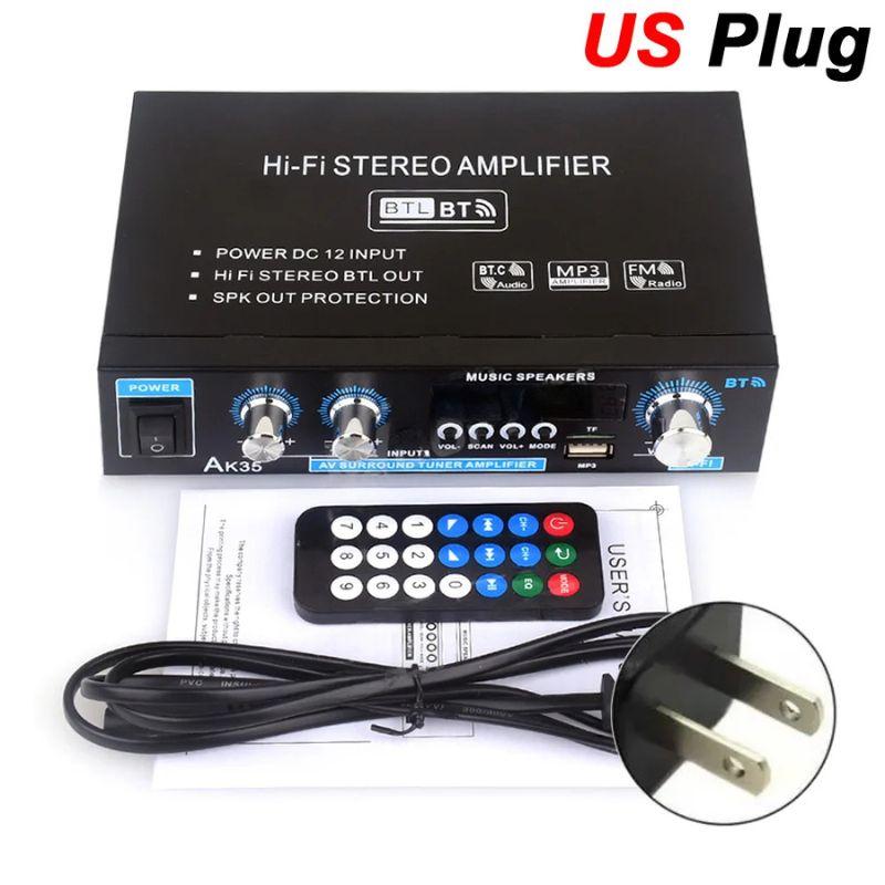 

AK35 800 Вт домашние цифровые усилители 100-240 В 12 В басовая аудио мощность Bluetooth AMP Hi-Fi FM сабвуфер колонки US Plug