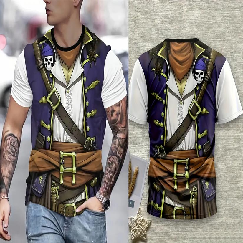Men's Skeleton Graphic T-shirts Funny 3D Fake Jacket Print Men Women Punk Street Style T shirt Casual Outdoor Youth Tees Y2k Top