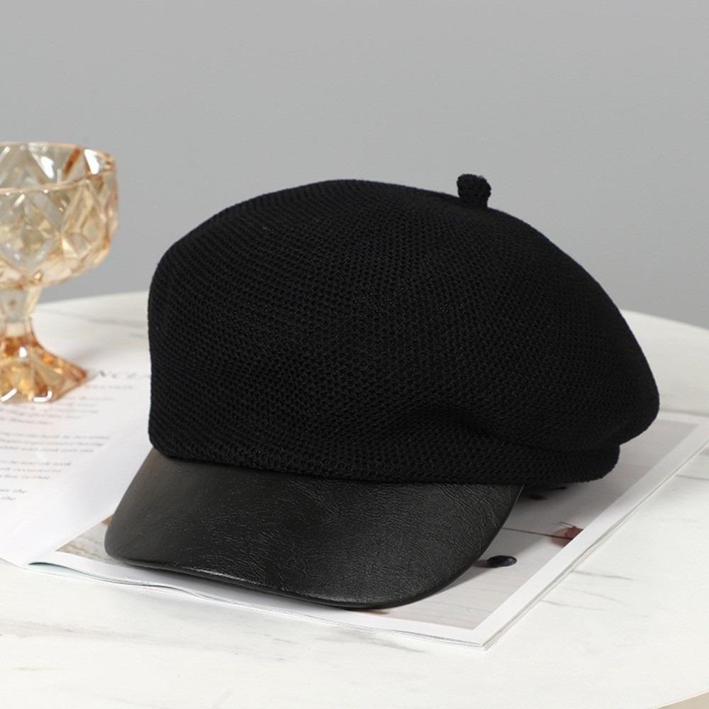 Korean Painter Berets Thin Beanie Cap Vintage Hollow Knitted Beret  Girls