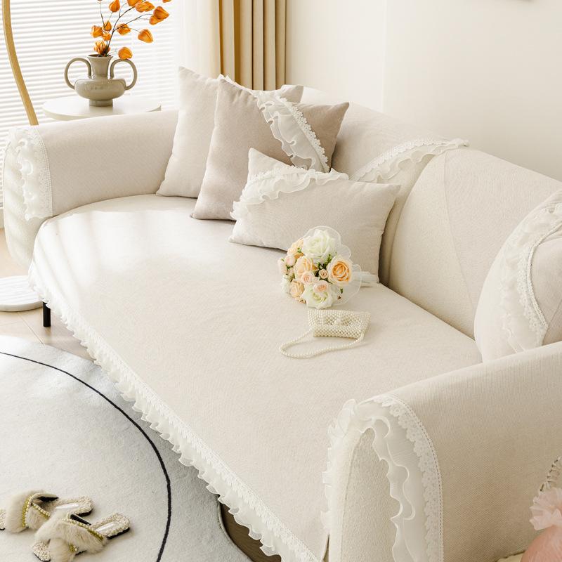 

Chenier Sofa Cushion Four-Season Universal Non-Slip Seat Cushion New Solid Color Fungus Edge Sofa Cover Towel 70*70cm