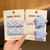 Korean Style Blue Lace Plaid Hair Clip: Fresh, Sweet, and Versatile BB Clip for Children's Bangs.