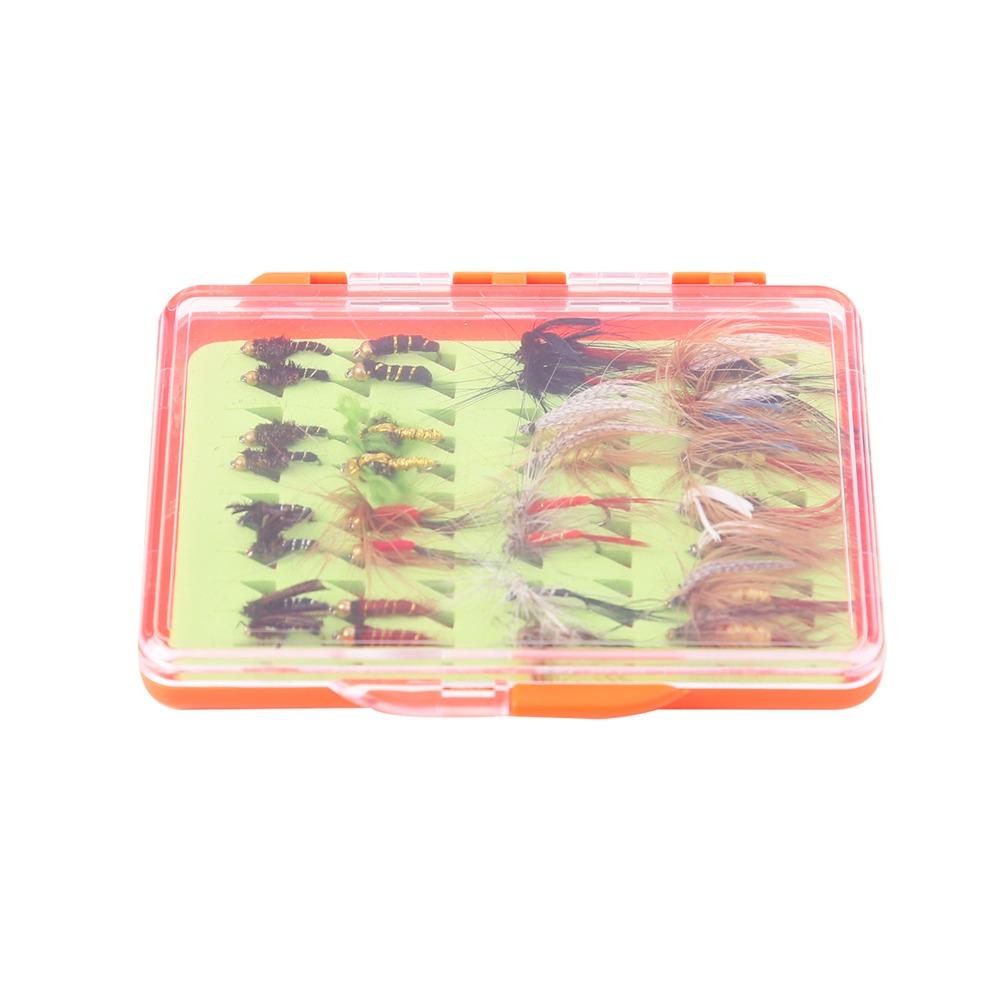 30/32PCS with Flat Box Fishing Flies Assortment Lightweight Fly Fishing Bait Kit  For Trout