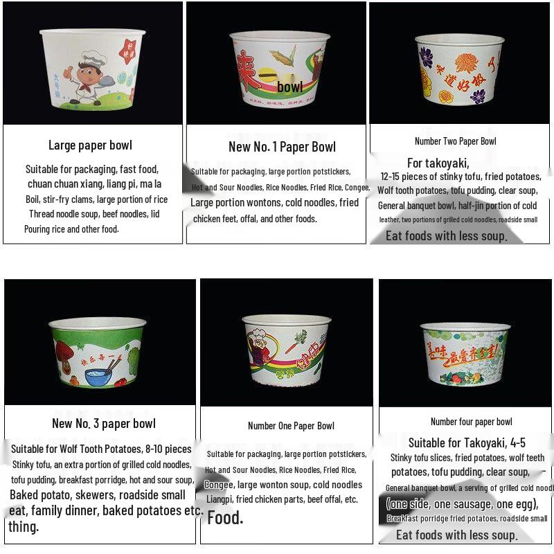 OIMG Thickened Round Takeout Paper Bowl
