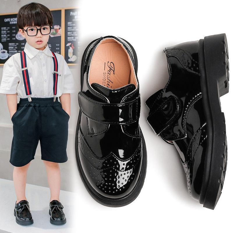 Boys' Black Leather Shoes - 2025 Korean & British Style, Spring/Autumn Soft Sole, Perfect for Student Performances