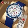Oufanni Men's Quartz Watch with Silicone & Steel Straps, Waterproof, Calendar, and Small Seconds Hand