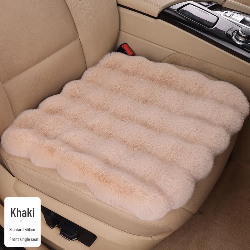 Universal Winter Car Seat Cushion Set - Thickened Fleece with Faux Rabbit Fur, Warm & Plush