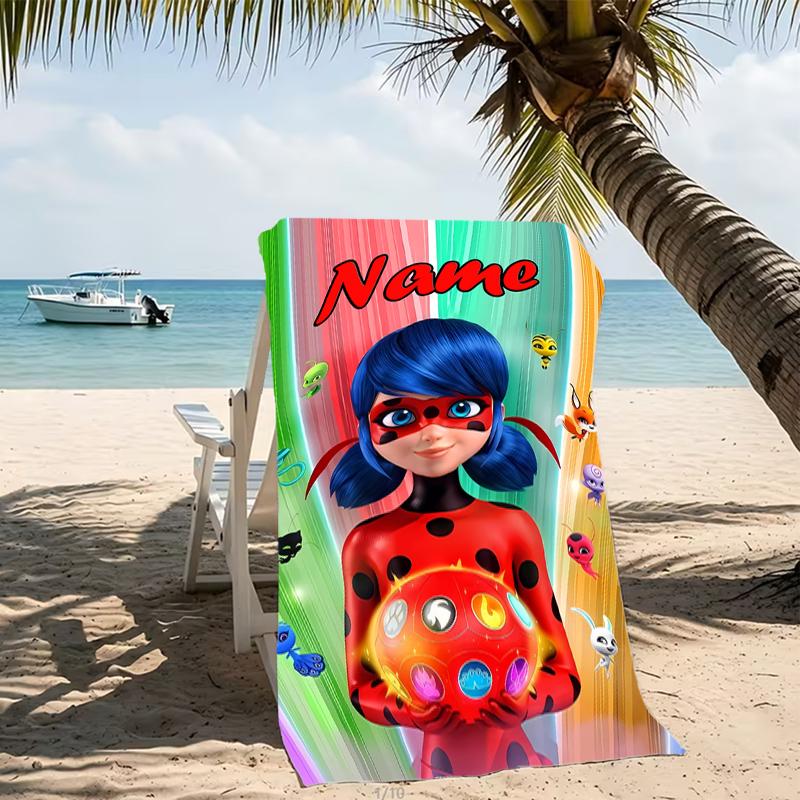 Customizable personalized beach towels Miraculous themed designs.Suitable for the beach, yoga, sports;ideal as beach accessories