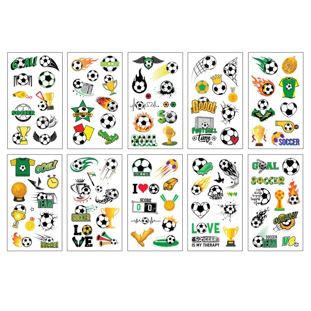 

10Pcs Waterproof Football Tattoo Sticker Removable Water Transfer Tattoo Sticker Sports Event A