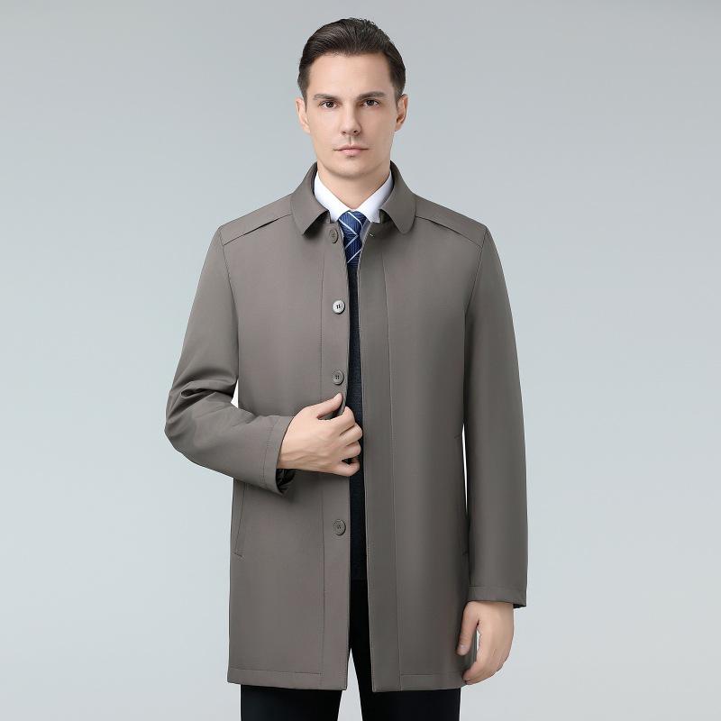 2024 Men's Mid-Length Lapel Coat: High-End Spring/Autumn Business Casual Windbreaker