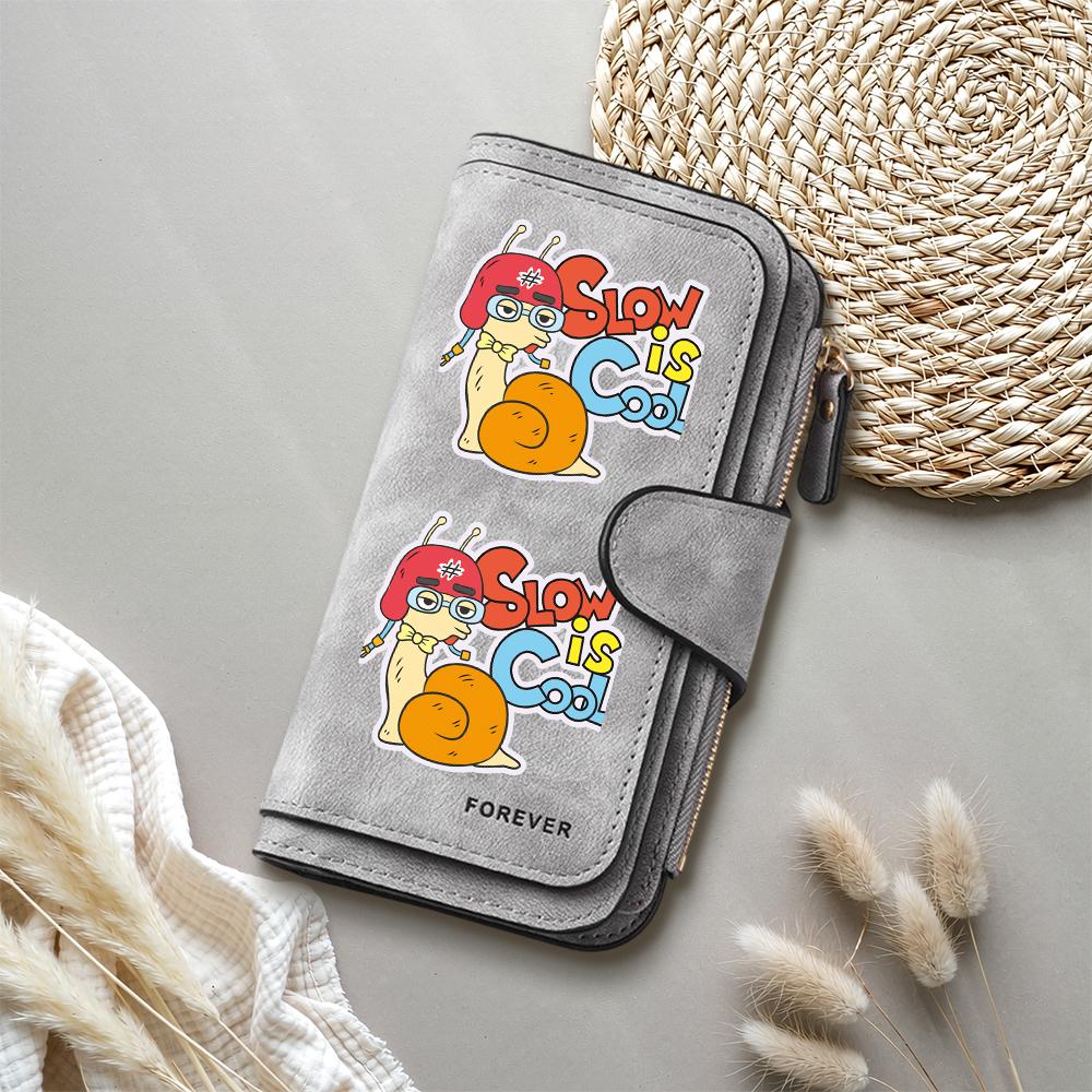 Cute Cartoon Snail Long Wallet Cool Trendy Portable PU Leather Card Holder Daily Use Fashion Wallet