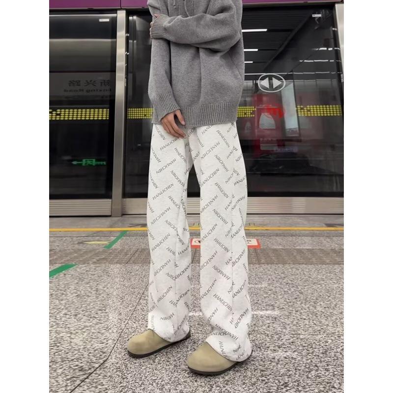 JYL Men s Wide-Leg Pants Letter Printed Spring American Cleanfit Loose Straight Pants M сплав оранжевый