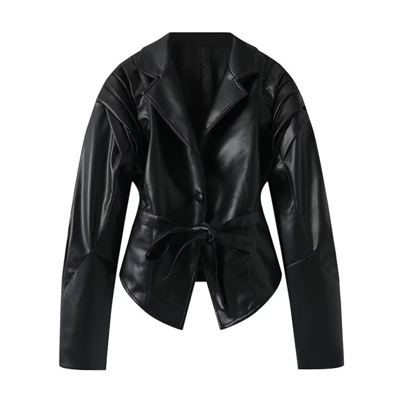 Za Export New Arrival Women's Clothing ZR Fashion Style French Fashion Minimalist Versatile Belt Lapel Short Outwear