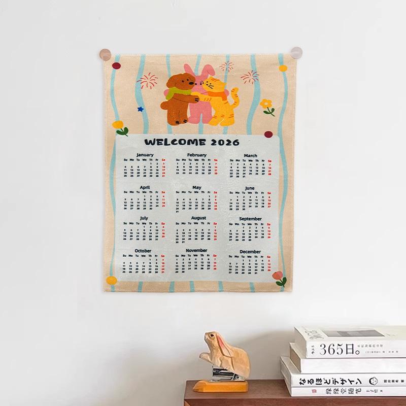 2026 New Year's Eve Wallpaper Calendar Girl's Bedroom Decoration Tapestry Askaton Calendar Wallpaper