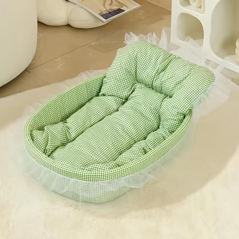 

Pet Sofa Bed All Season Comfortable Nest Ruffled Princess Design Hair Resistant Soft Cats Small Dogs Available Various Colors зелёный