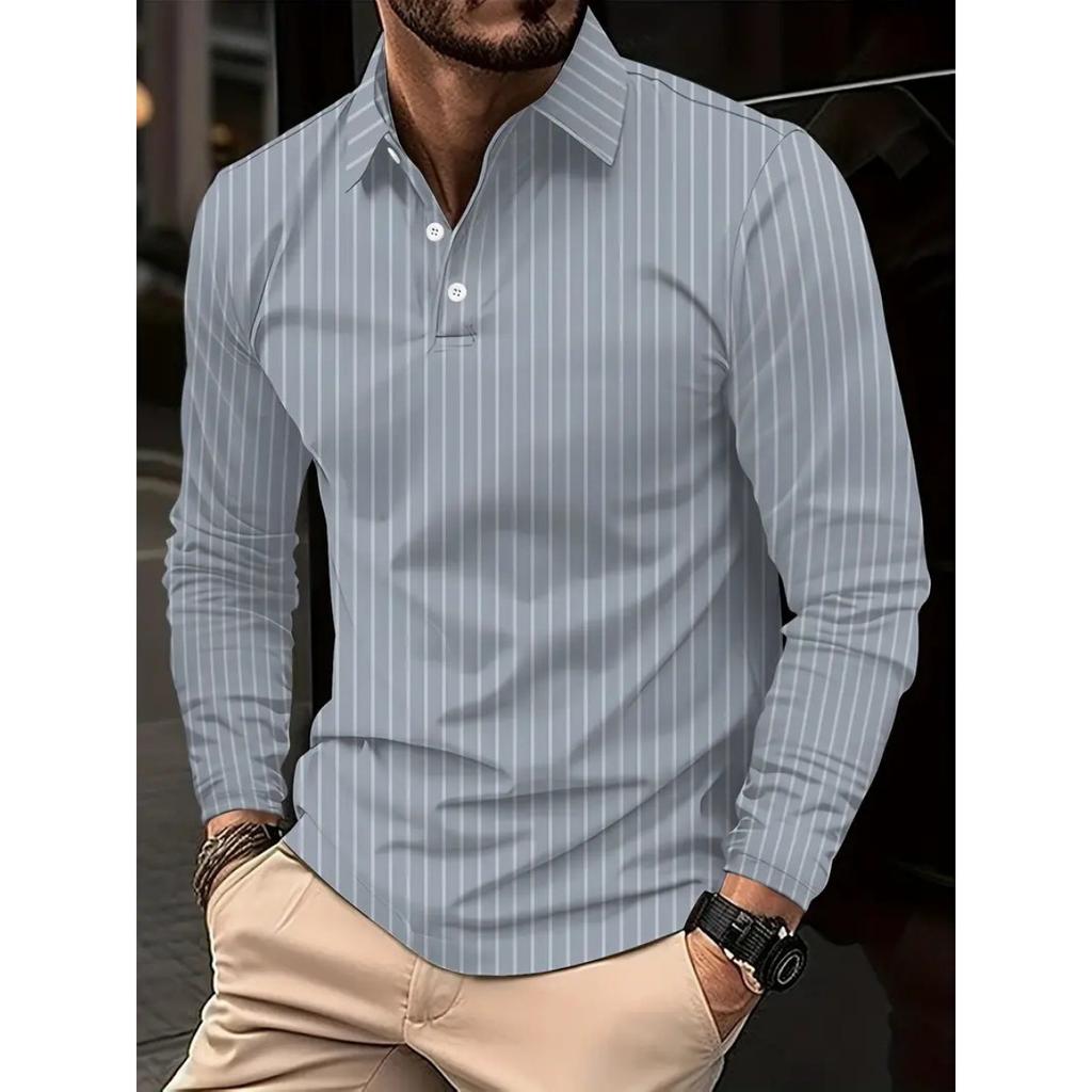 Spring and Autumn Men's Long Sleeve Business Casual Versatile Breathable Moisture Wicking Commuter Daily Top