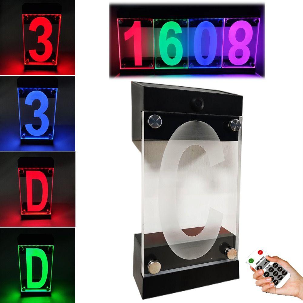 3D Acrylic Solar Powered House Number Sign Outdoor Address Plaque Lamp Home Driveway
