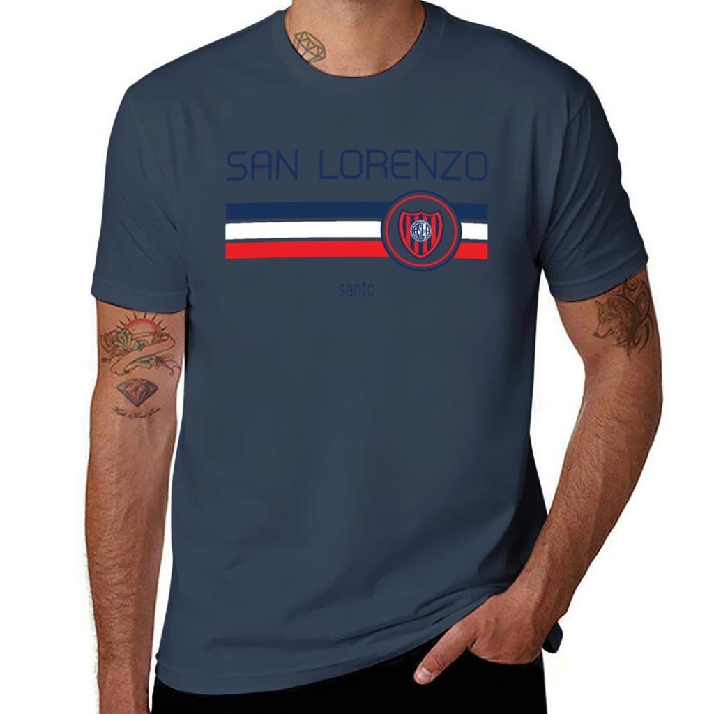 Superliga San Lorenzo (Bianco away) T-shirt T-shirt Designer Unisex T-shirt Cotone Pesante Tshirt