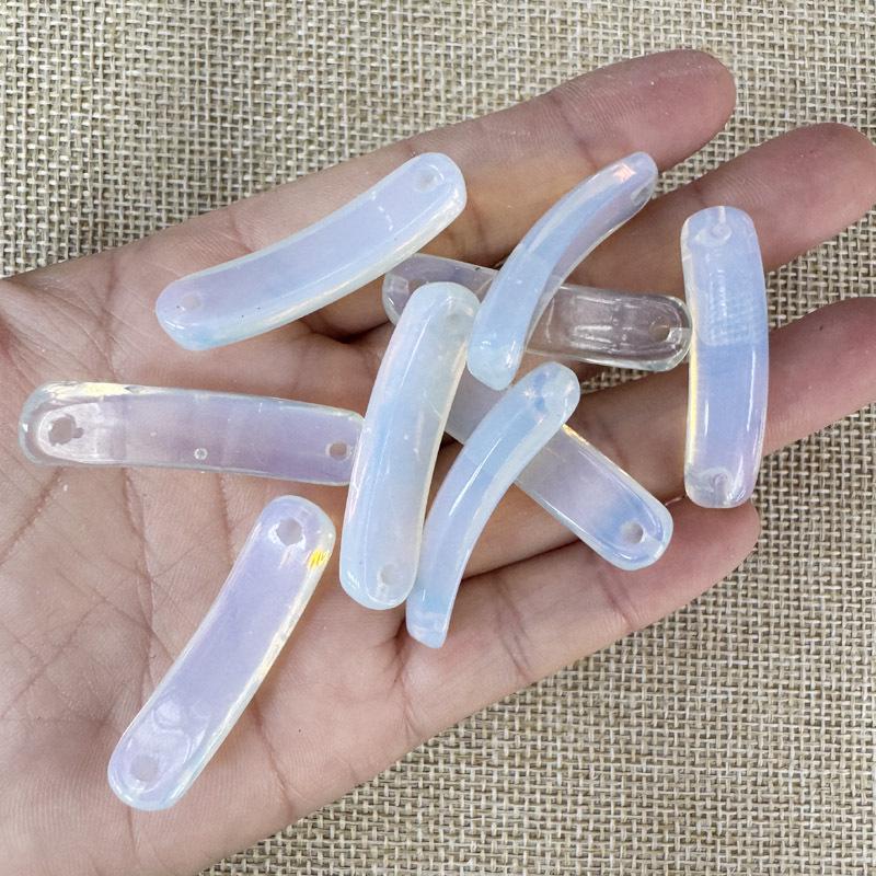Natural Amethyst & Rose Quartz Bent Tube Connector for DIY Bracelets