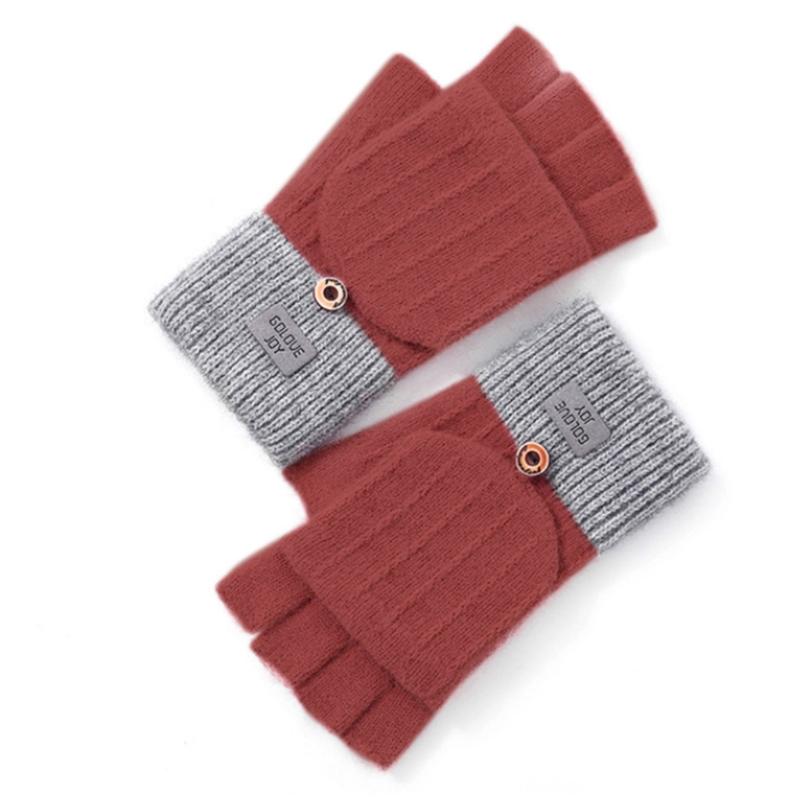 Wandelbare Damen Handschuhe Kalter Winter Halbfinger Dick Warm Farbpassendes Design Geschenke Handschuhe für Freundin