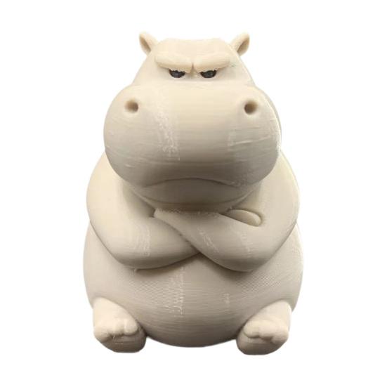 Hippo Figurine 3D Printed Cute Angry Hippopotamus Statue Collectible Animal Ornament for Home Office Desktop Car Decor