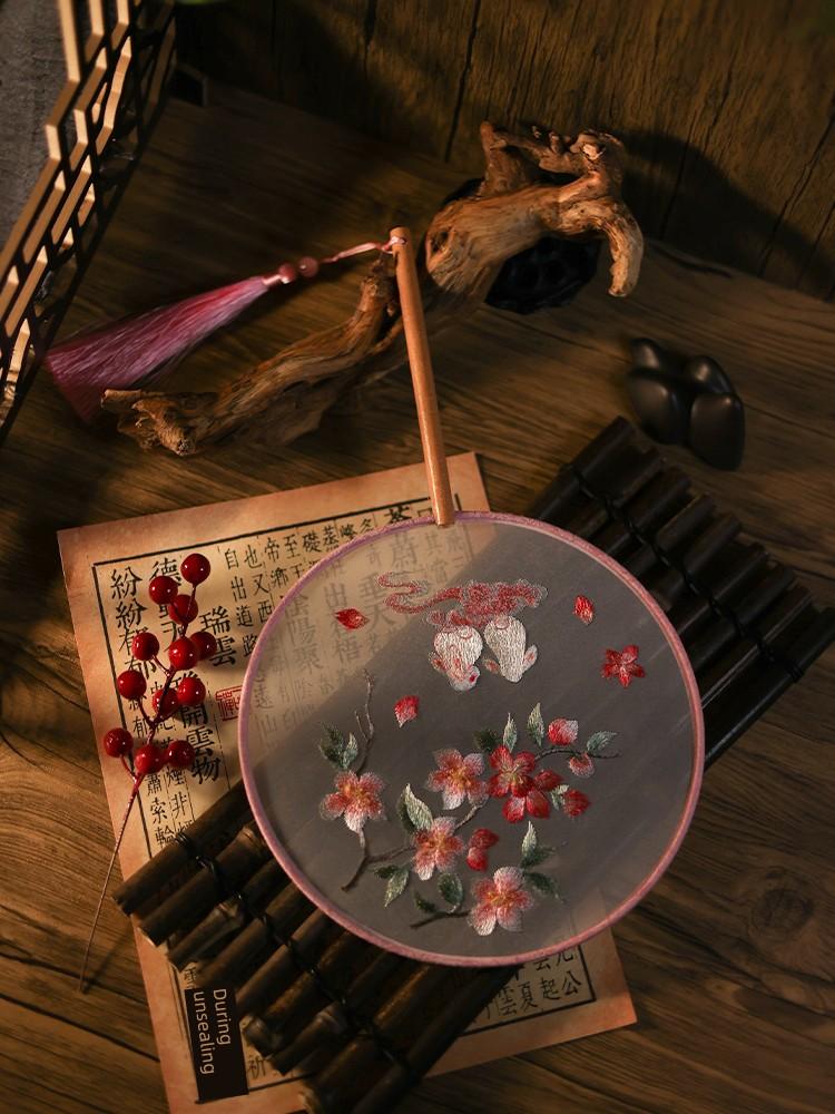Double Sided Embroidery Circular Fan Antique Fan round Fan Embroidery Fan Double-Sided Embroidery Circular Fan Suzhou Embroidery Circular Fan