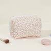 Quilted Floral Makeup Bag Soft Bag Portable Cosmetic Zippered Cosmetic Pouch Travel Makeup Organizer for Women