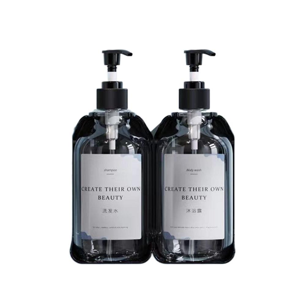 

Clear/Brown Empty Pump Bottle Lock Hand Sanitizer Jar Refillable Bottle Holder Shower Wall Clear 2 Black Head