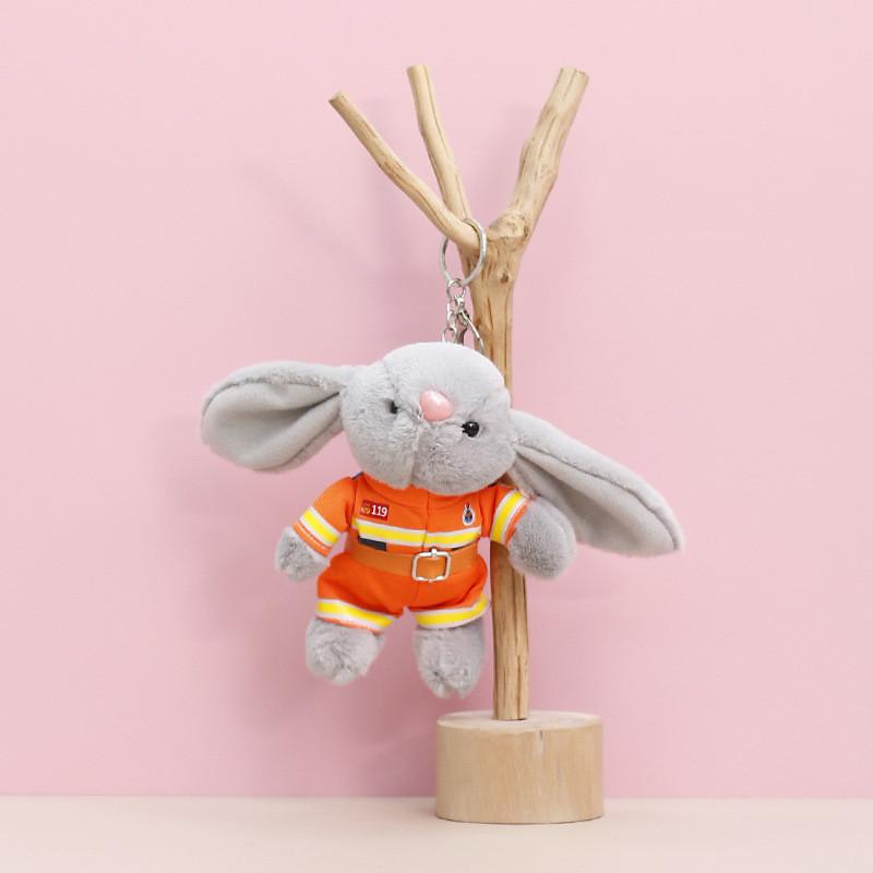 Police Traffic Fire Protection Rabbit Bear Panda Plush Keychain Animal Gift Toy
