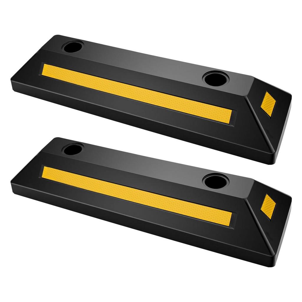 Parking Stopper, 548 Mm 2 Pcs Heavy Duty Parking Aid for Garage, Rubber Curb Garage Floor Stopper with Reflective Strips, Aid Gadgets for Cars Vans