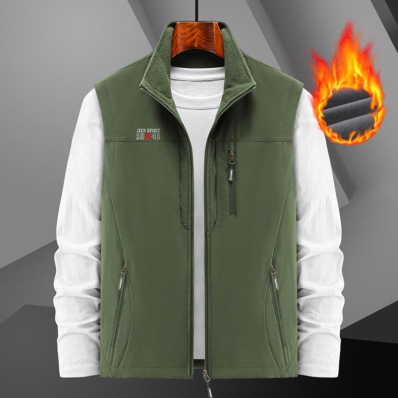 

2024 Men s Double-Sided Fleece Vest - Autumn/Winter Thickened Outdoor Casual Wear L армія зелений колір