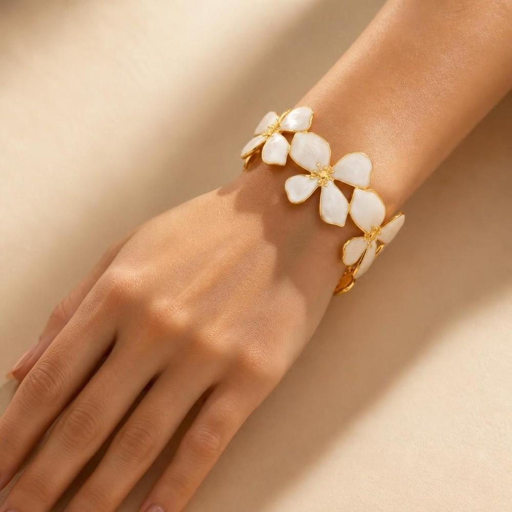 Dripping Oil Floral Bracelet Fashion Jewelry Women's Bracelet Fashion Open Bangle Bracelet  Women