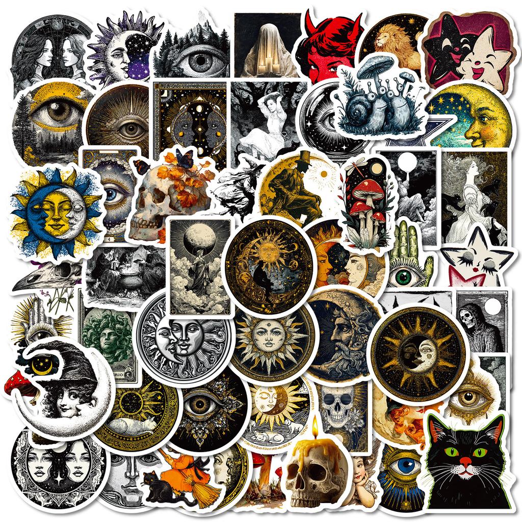 56 Mysterious Universe Sun And Moon Tonghui Retro Creative Stickers Water Cup Notebook Waterproof Stickers