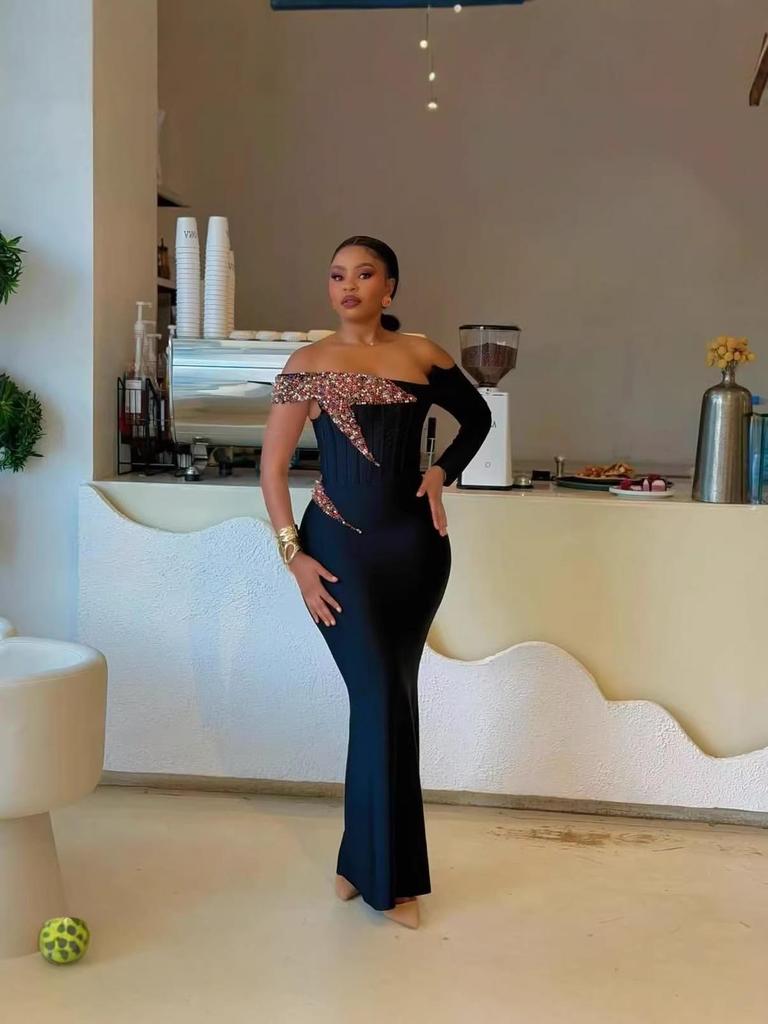 Luxury Rhinestone One-Shoulder Evening Gown - Sexy, Fashionable, Socialite Style Women's Clothing