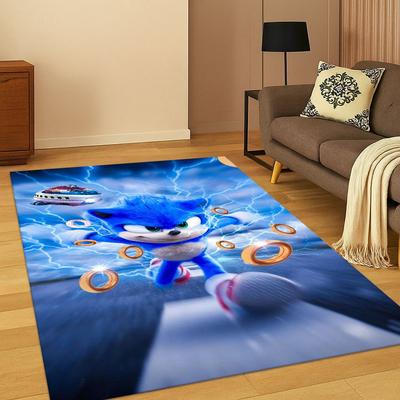 Klasický S-Sonic Hra Kreslený Ježek Koberec Rohož do Ložnice Obývacího pokoje Pohovky Domácí Dekorace, Dětský Koberec Protiskluzová Podložka na Podlahu Dárek