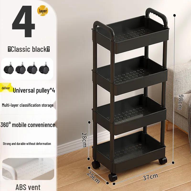 Compact Multi-Layer Movable Storage Rack for Snacks and Bathroom Essentials