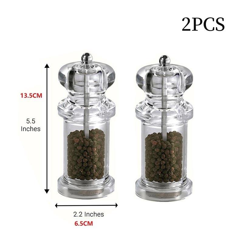 5,5 Zoll Acryl Pfeffermühle Transparent Manuelle Pfeffermühle Keramikkern Mehrzweck-Gewürzflasche Küchenwerkzeuge