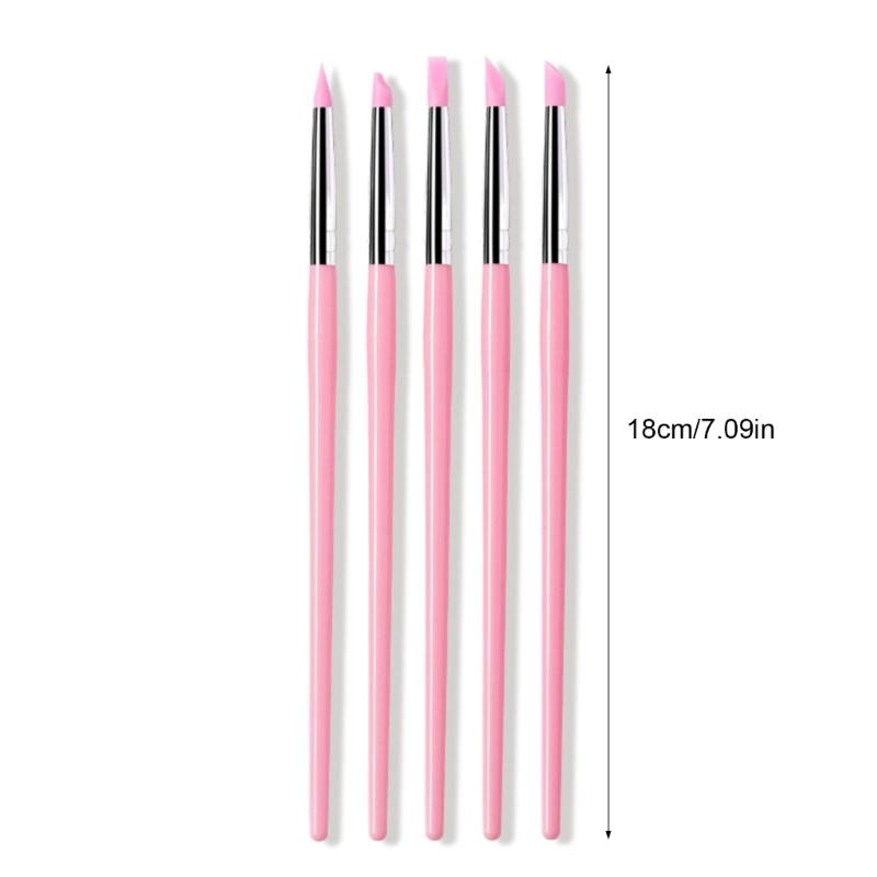 5pcs Silicone Brushes Set Modelling Brushes For Salon and Home Use Professional Nail Art Tools for Clay Sculpting